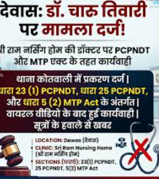 देवास में श्रीराम नर्सिंग होम सील, PCPNDT व MTP एक्ट उल्लंघन पर कार्रवाई