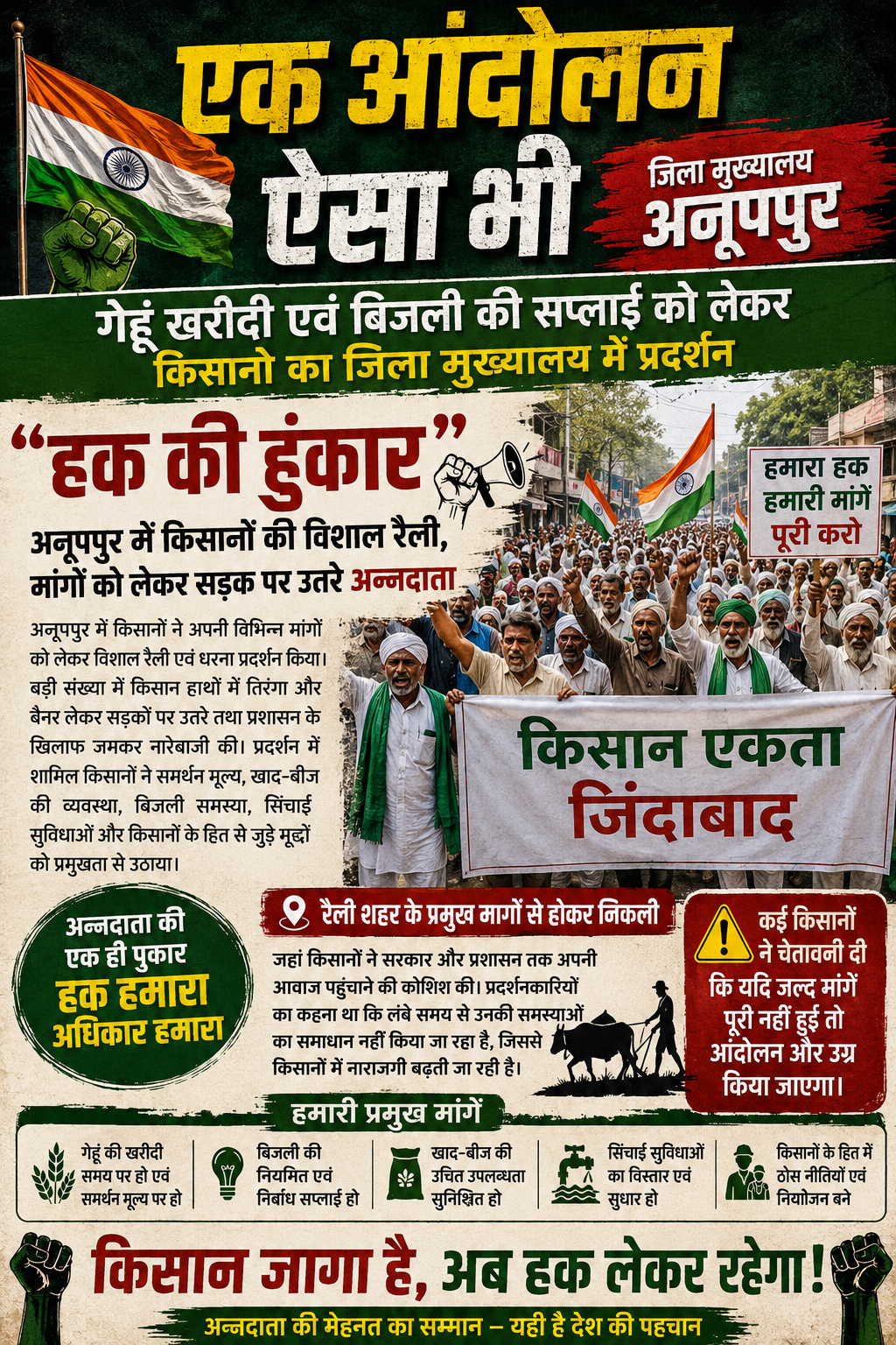 गेहूं खरीदी-बिजली संकट पर किसानों का प्रदर्शन