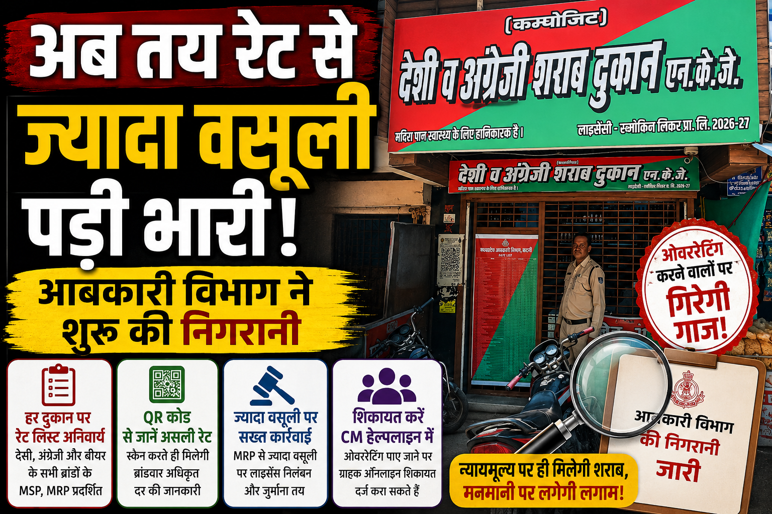 नहीं चलेगी शराब दुकान ठेकेदारों की मनमानी, अब उचित रेट पर मिलेगी शराब, आबकारी विभाग सख्त