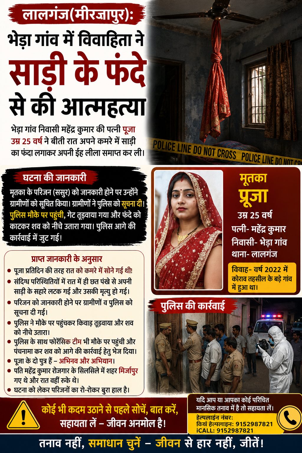 भेड़ा गांव में विवाहिता का शव फंदे से लटका मिला