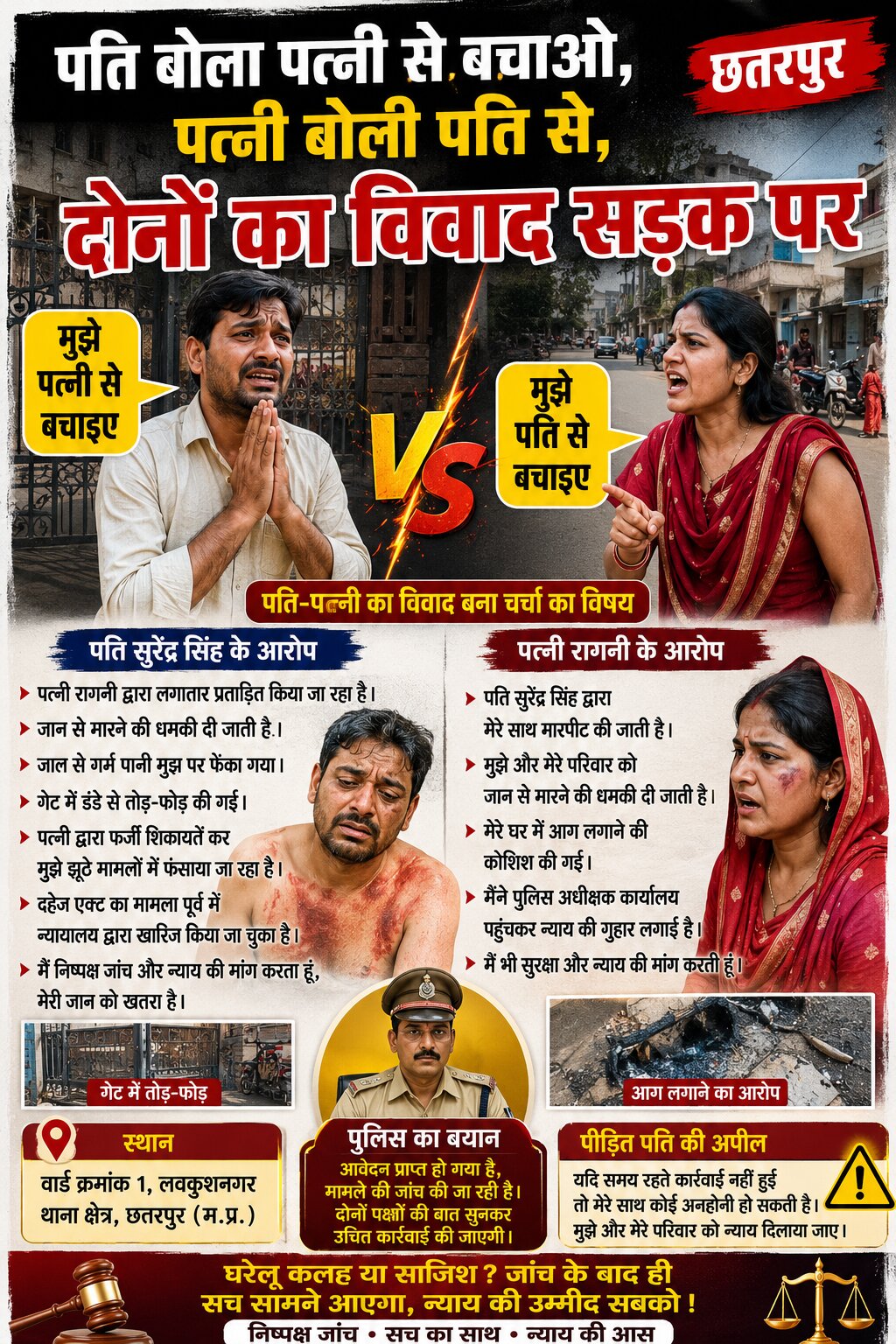 पति-पत्नी का विवाद पहुंचा एसपी ऑफिस, दोनों ने लगाए गंभीर आरोप