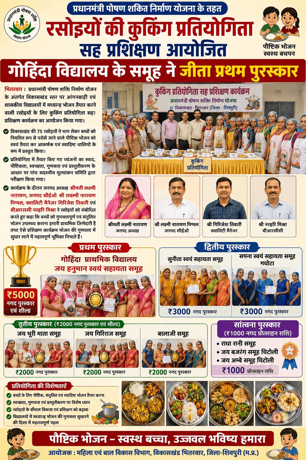 गोहिंदा विद्यालय के समूह ने जीता प्रथम पुरस्कार