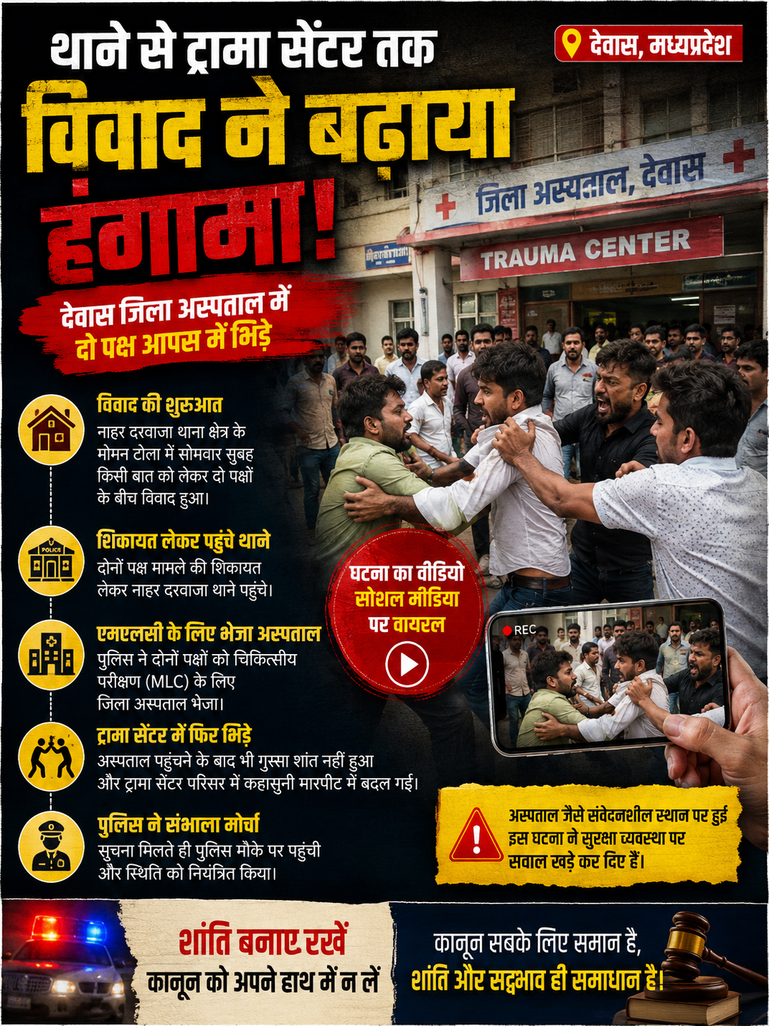 एमएलसी कराने पहुंचे दो पक्ष अस्पताल में भिड़े, वीडियो वायरल