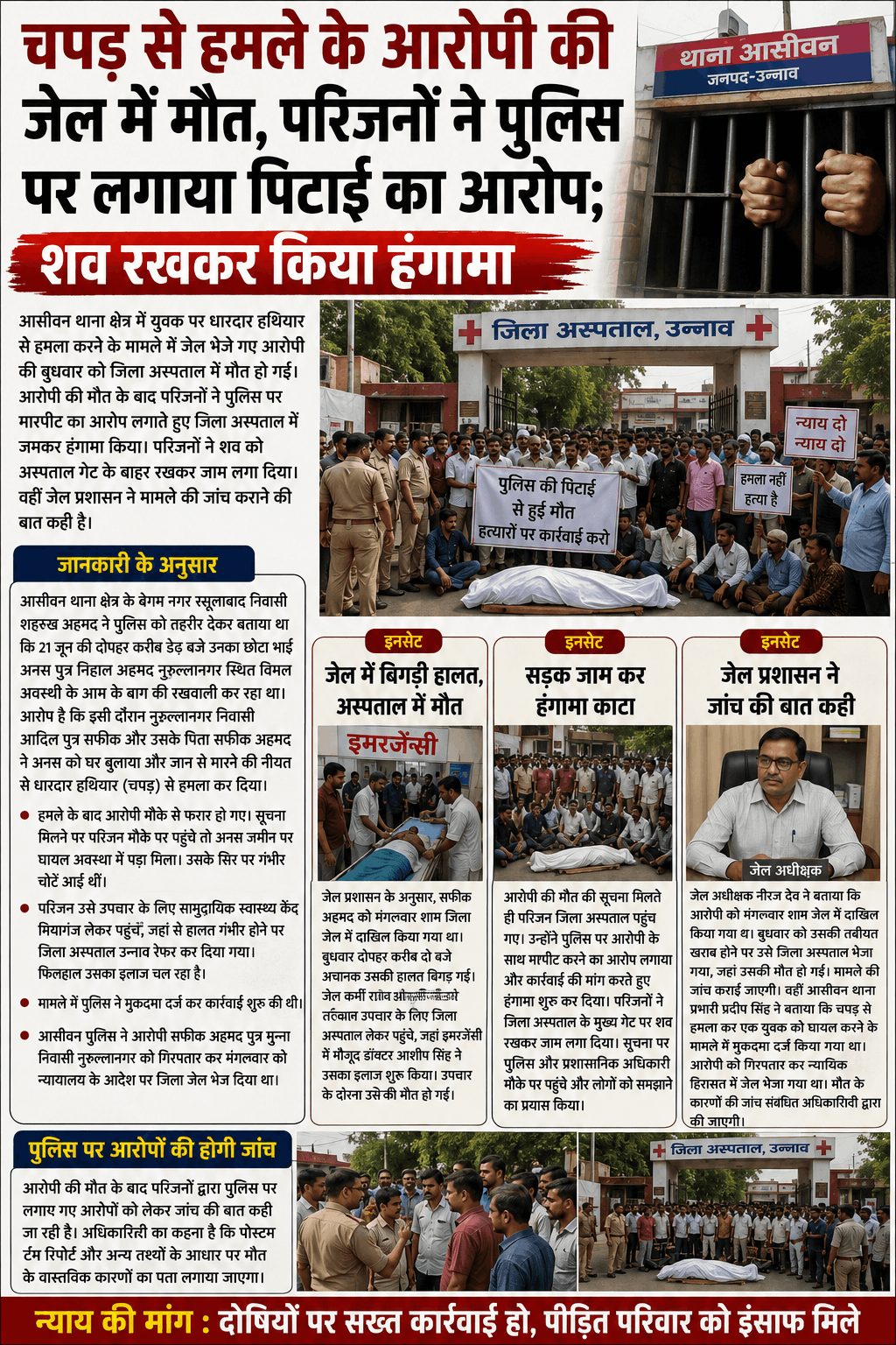 “जेल में बंद आरोपी की मौत, परिजनों ने पुलिस पर लगाया पिटाई का आरोप”