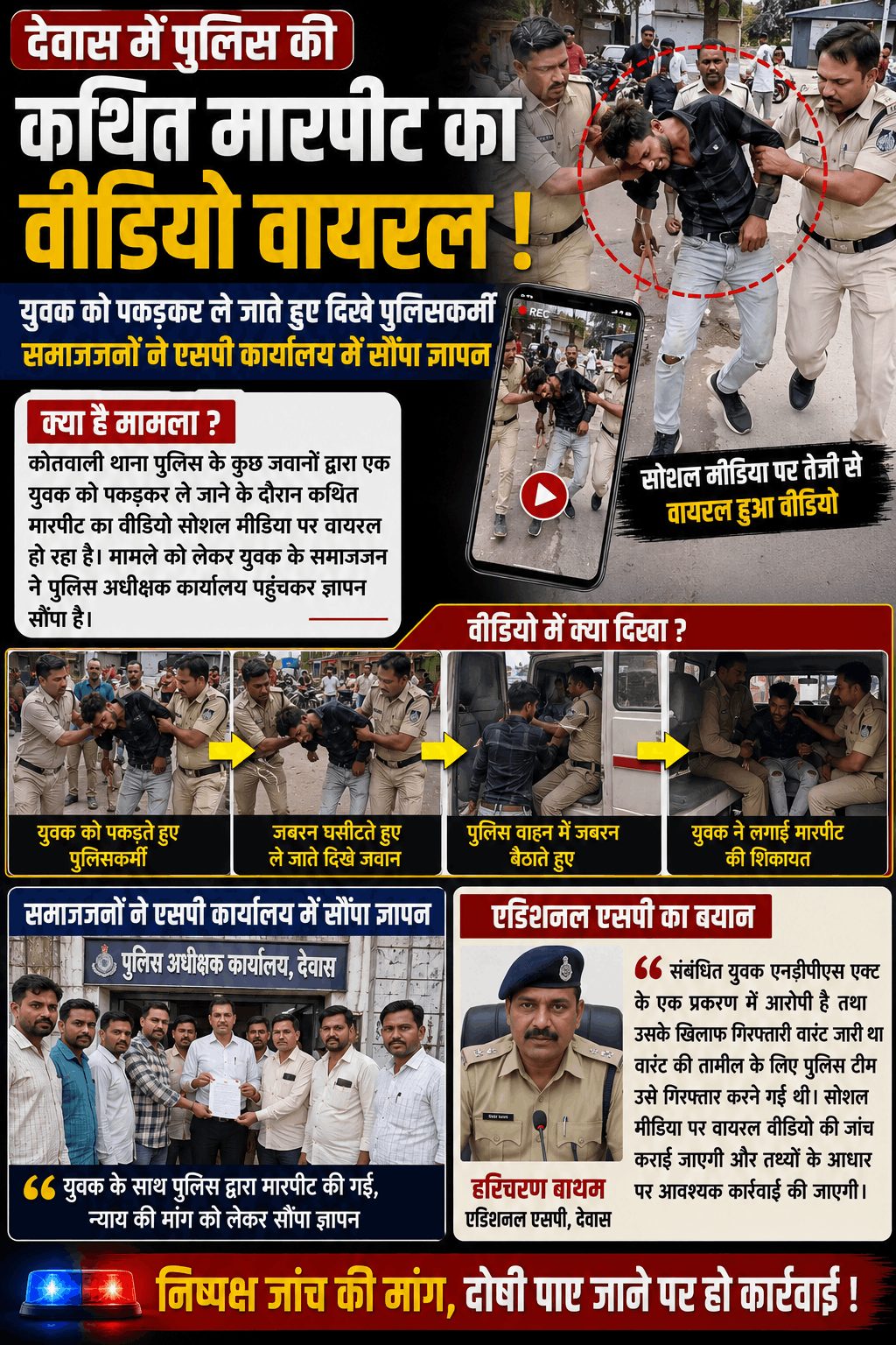 देवास में युवक की गिरफ्तारी का वीडियो वायरल, समाजजन ने सौंपा ज्ञापन