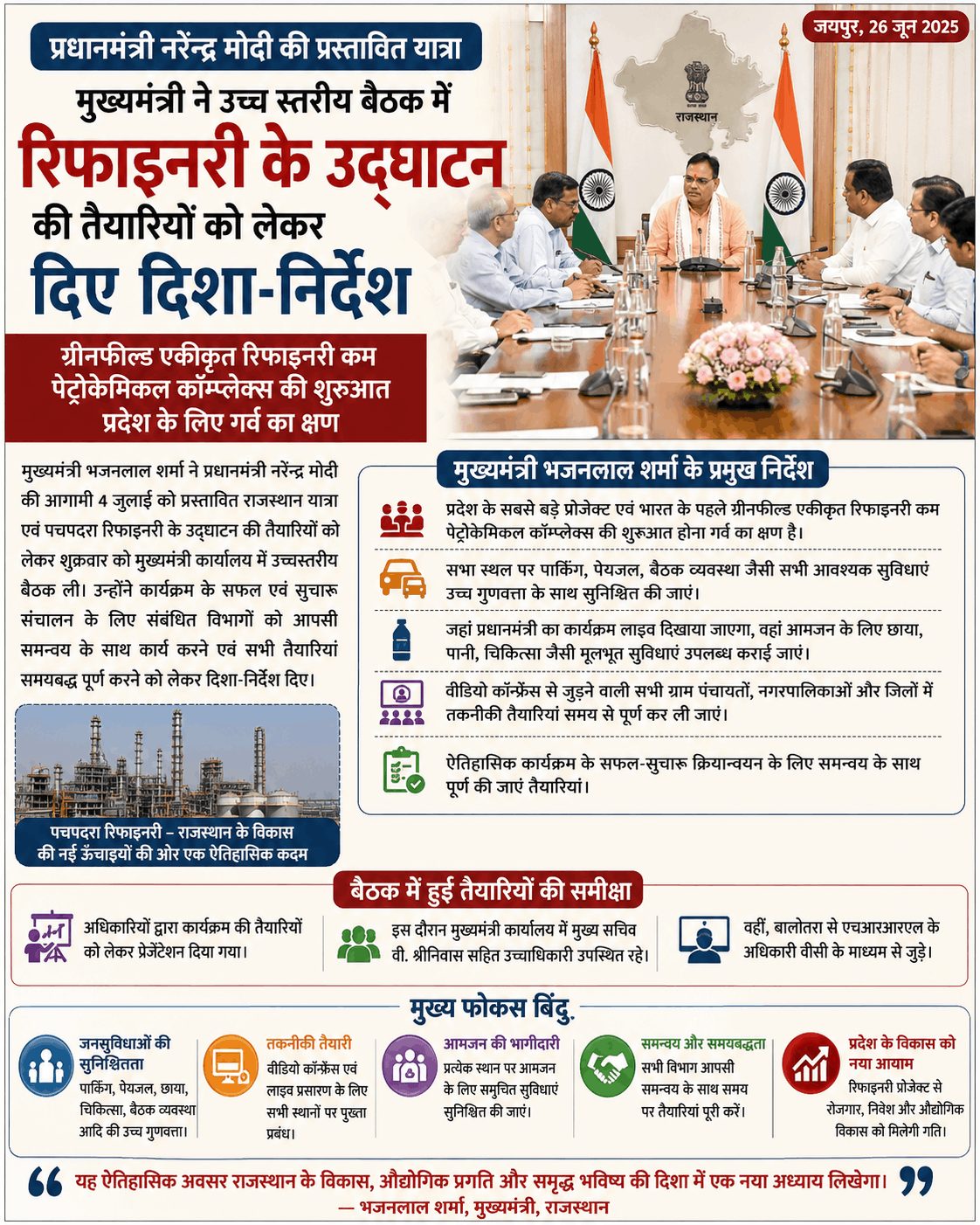 पीएम मोदी की प्रस्तावित यात्रा: रिफाइनरी उद्घाटन की तैयारियों में जुटी सरकार