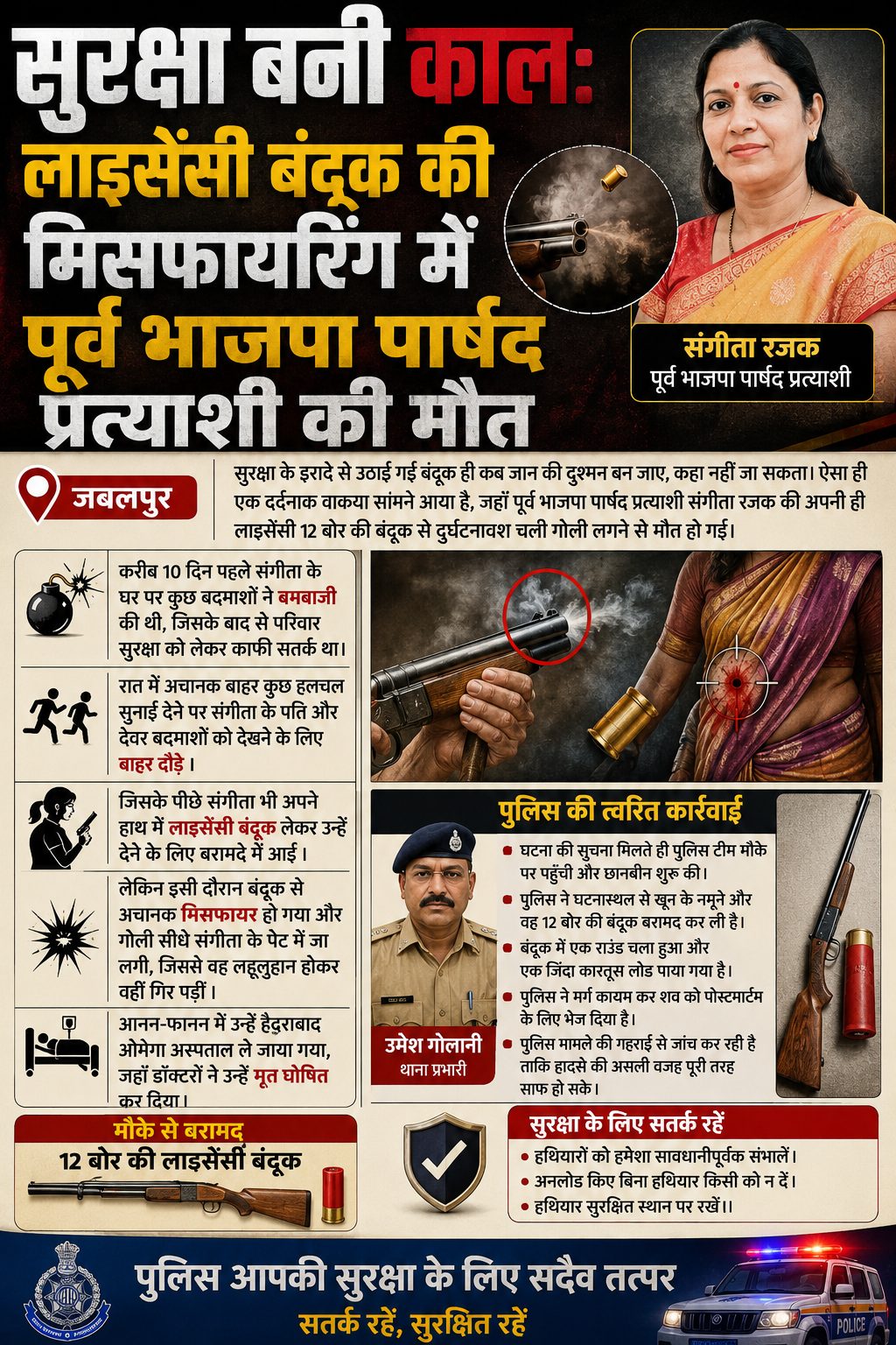 “लाइसेंसी बंदूक की मिसफायरिंग में पूर्व भाजपा पार्षद प्रत्याशी की मौत”