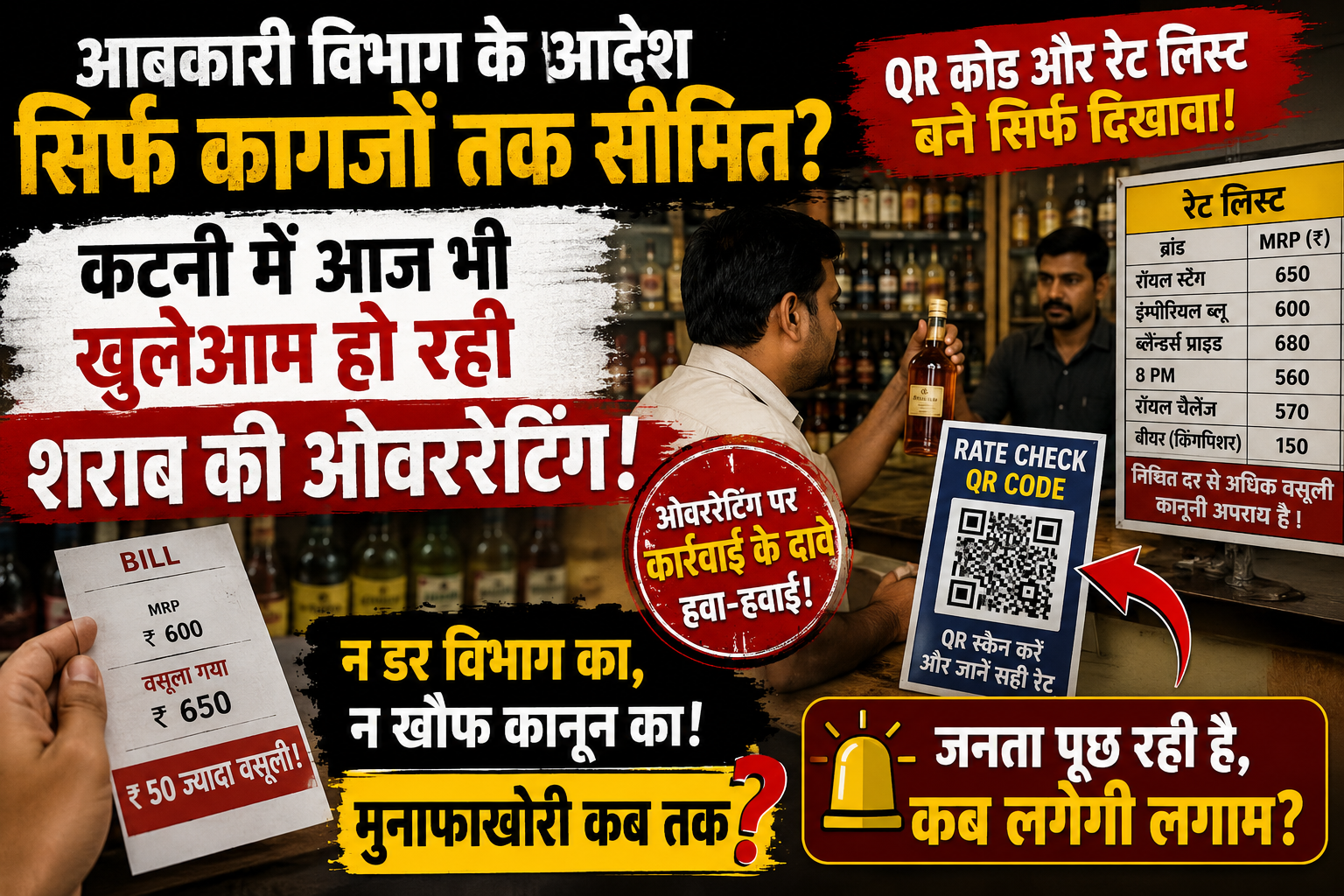 आबकारी विभाग के आदेश सिर्फ कागजों तक सीमित? कटनी में आज भी खुलेआम हो रही शराब की ओवररेटिंग