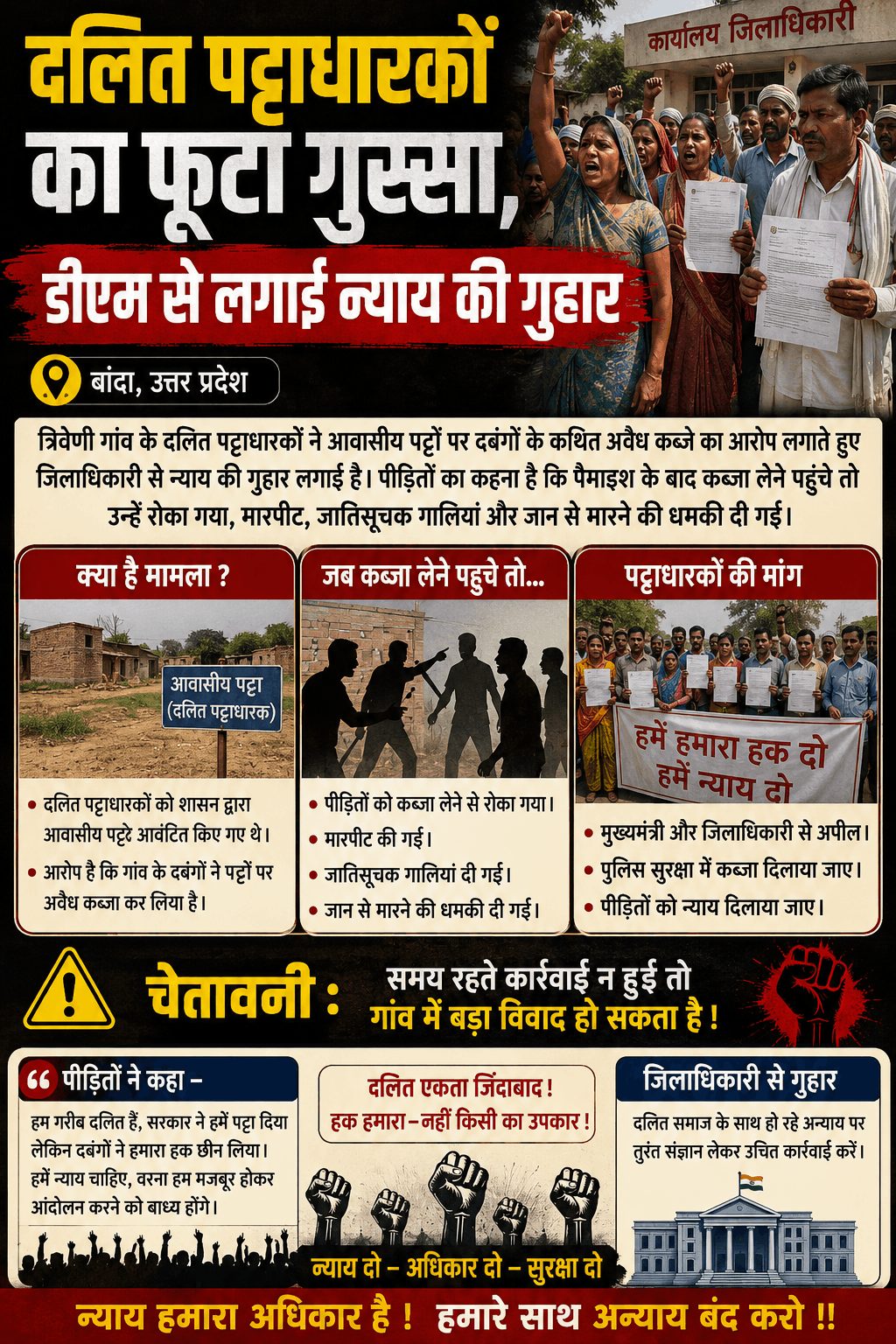 दलित पट्टाधारकों ने डीएम से लगाई न्याय की गुहार