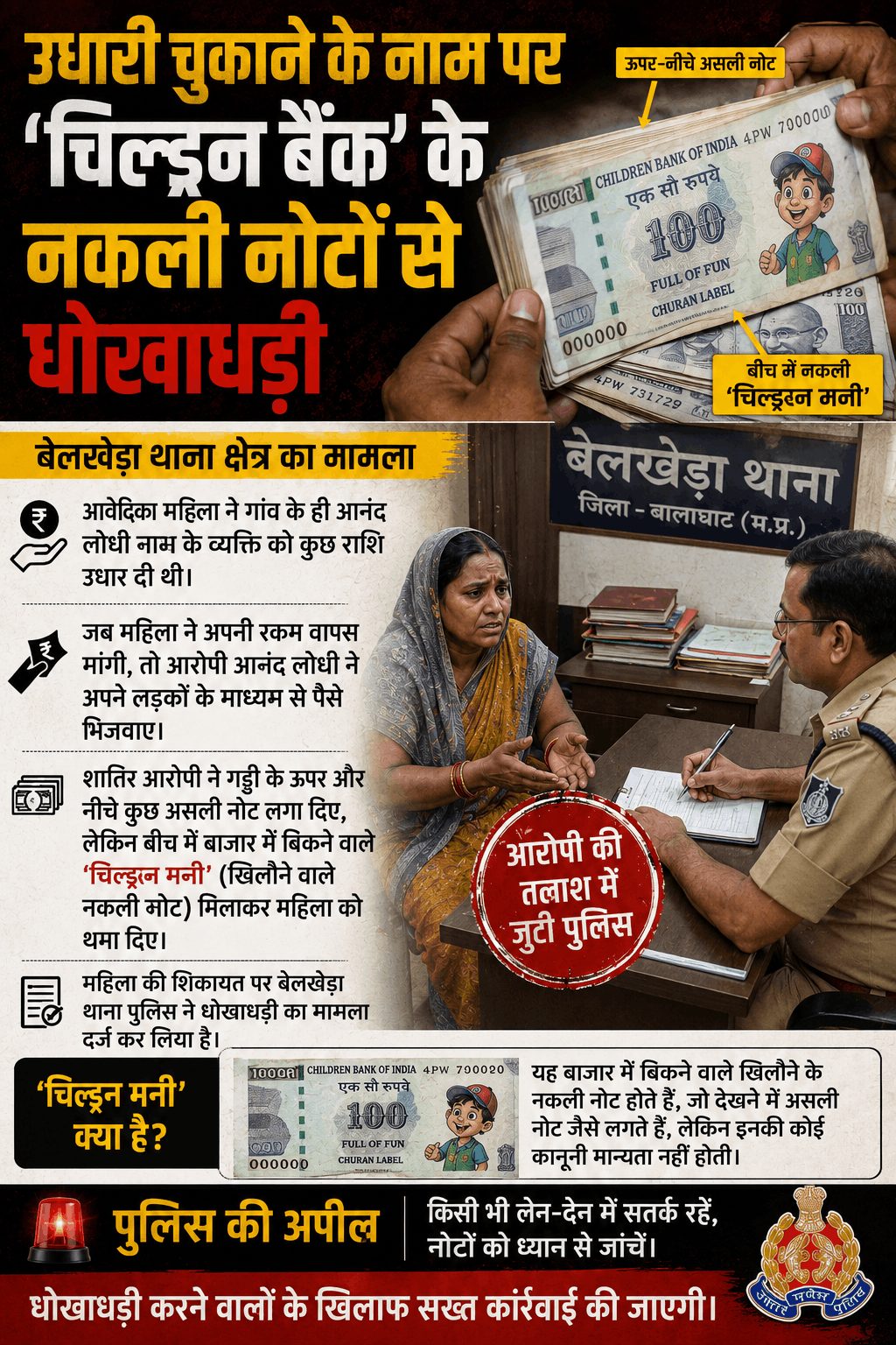 उधारी चुकाने के नाम पर नकली नोटों से ठगी