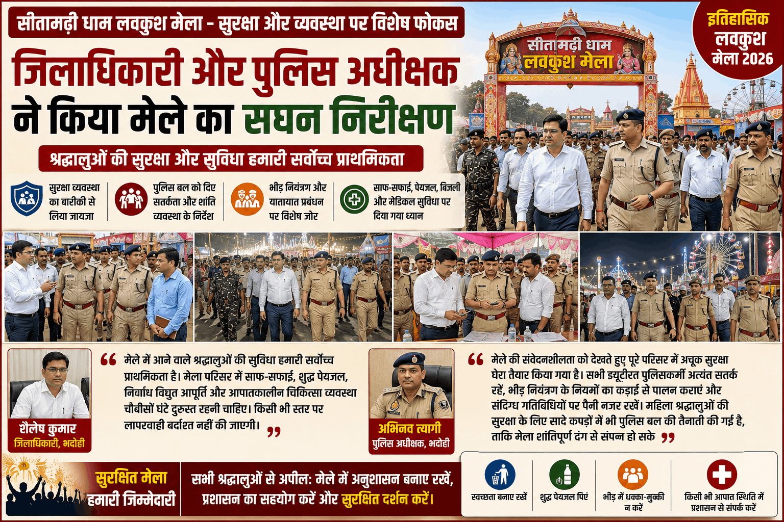 सीतामढ़ी लवकुश मेले में डीएम-एसपी ने परखी सुरक्षा व्यवस्था