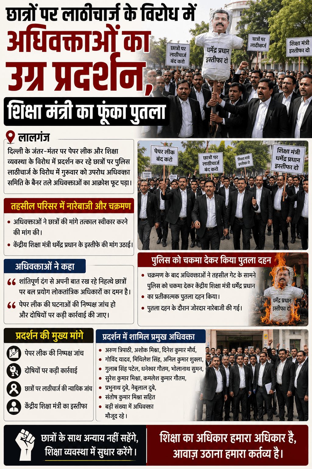 लाठीचार्ज के विरोध में अधिवक्ताओं का प्रदर्शन