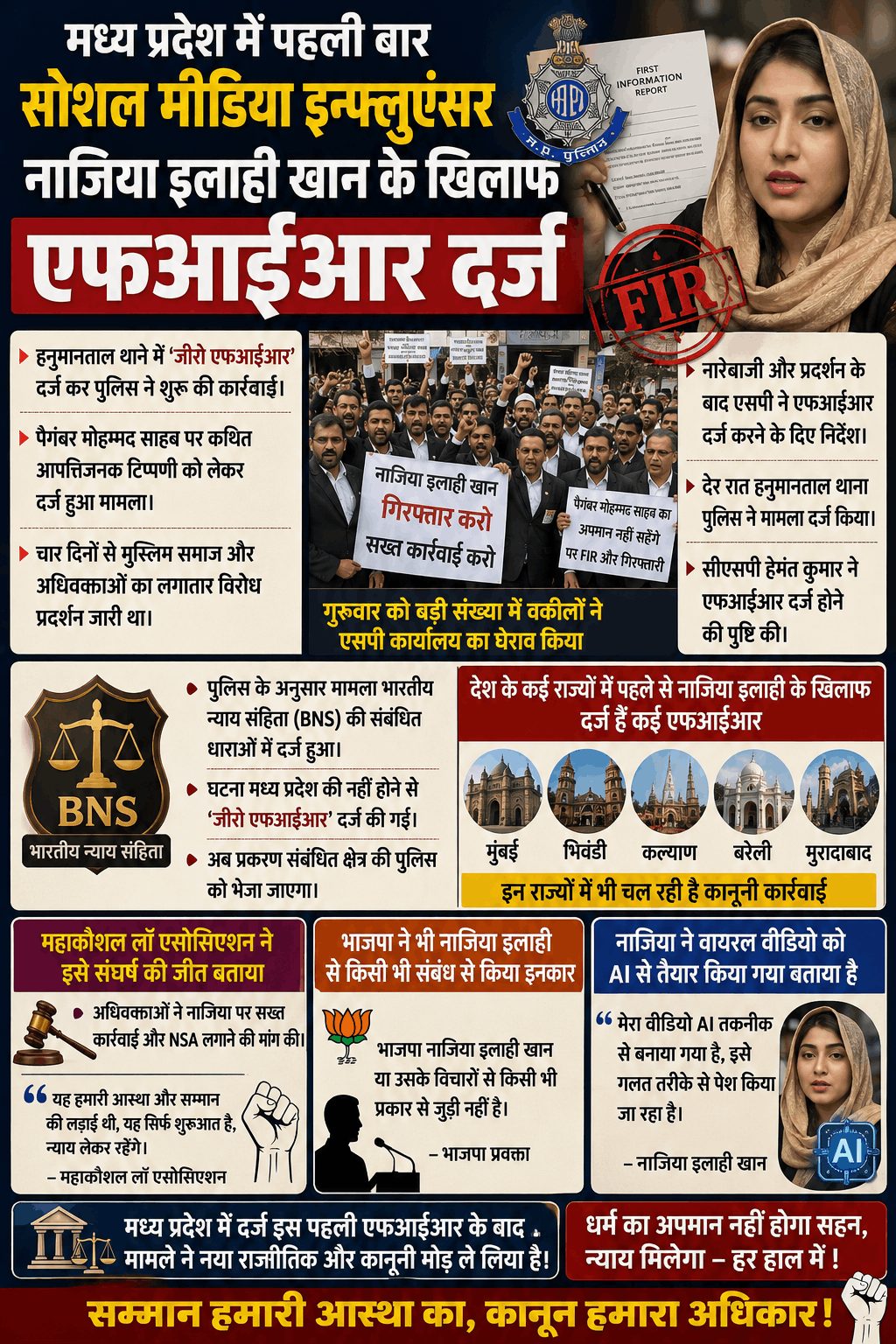 नाजिया इलाही खान पर MP में पहली FIR, जीरो एफआईआर दर्ज