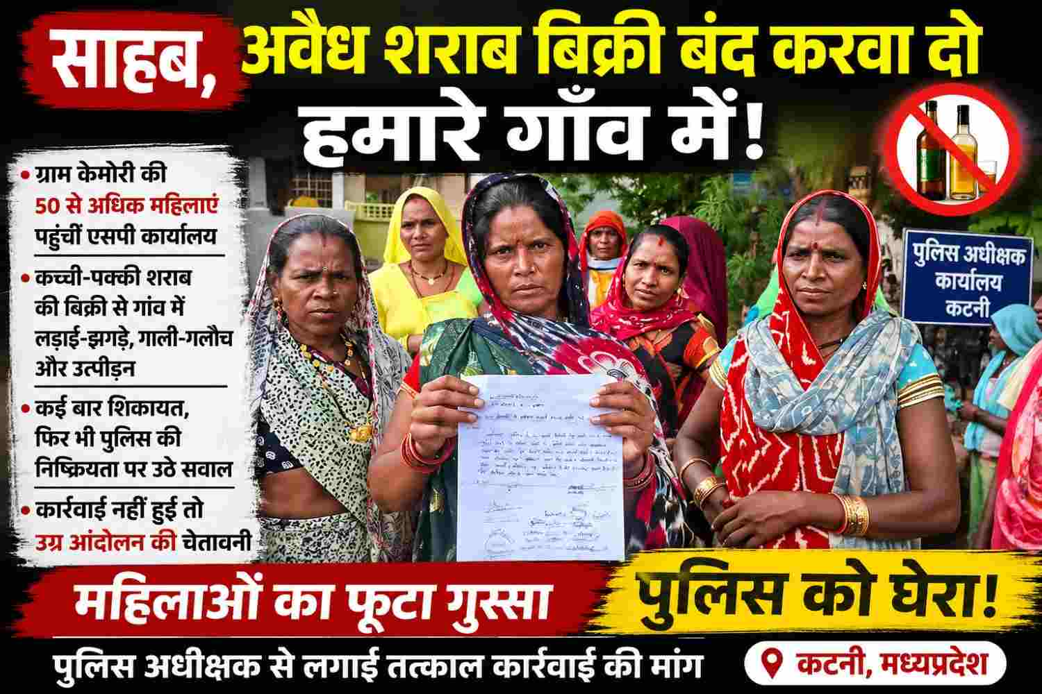 अवैध शराब से परेशान महिलाओं का पुलिस के खिलाफ मोर्चा, जनसुनवाई में पहुंचकर बोलीं—शिकायत के बाद भी कार्यवाही क्यों नहीं?