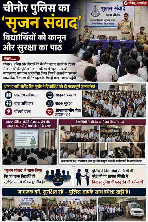 चीनोर पुलिस का ‘सृजन संवाद’, छात्रों को कानून और सुरक्षा की जानकारी