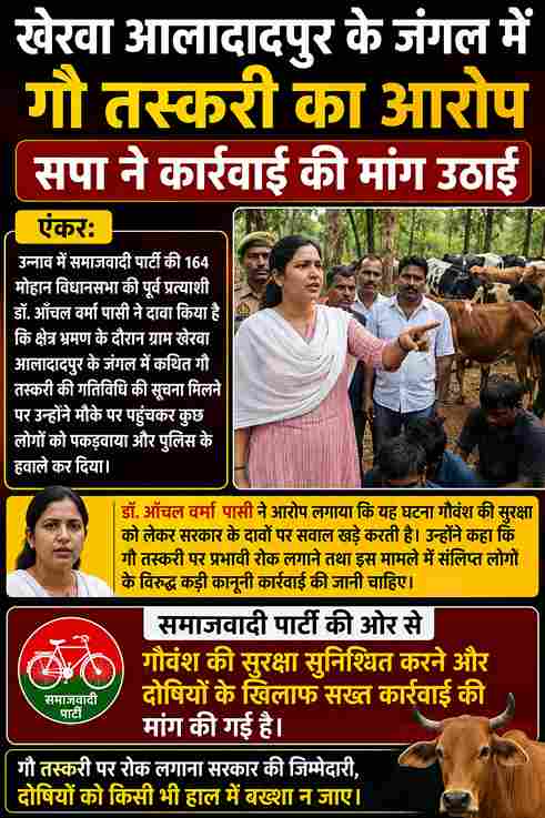 खेरवा आलादादपुर के जंगल में गौ तस्करी का आरोप