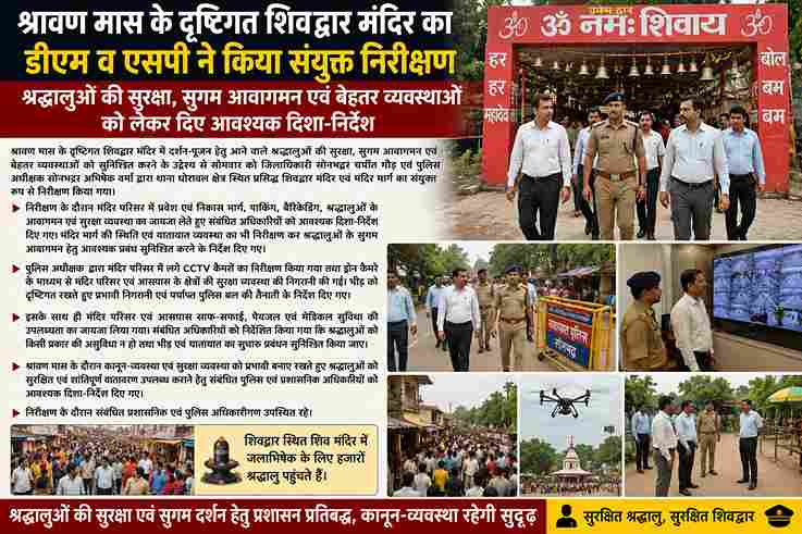 शिवद्वार मंदिर में सुरक्षा व्यवस्था का जायजा, डीएम-एसपी ने किया निरीक्षण