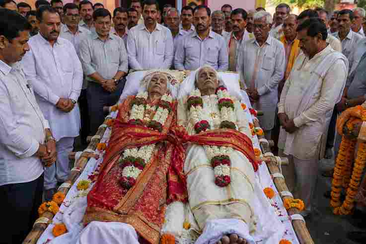 90 वर्षीय दंपती की अनोखी अंतिम यात्रा, गठजोड़े में एक साथ विदाई