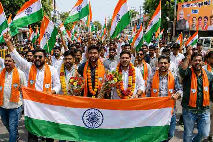तिरंगा यात्रा के साथ देवास पहुंचे भाजयुमो के नवनियुक्त पदाधिकारी