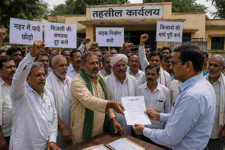 नहर-बिजली-सड़क समस्याओं पर किसानों का प्रदर्शन, 6 सूत्रीय ज्ञापन सौंपा