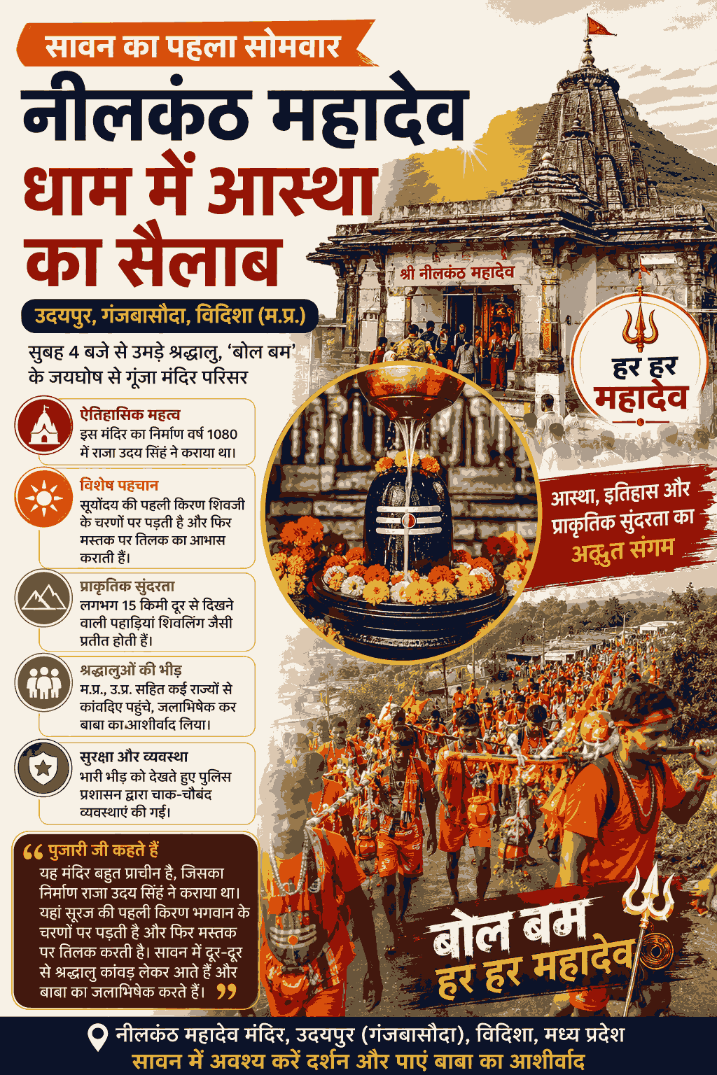 “सावन के पहले सोमवार नीलकंठ महादेव में उमड़ा आस्था का सैलाब”