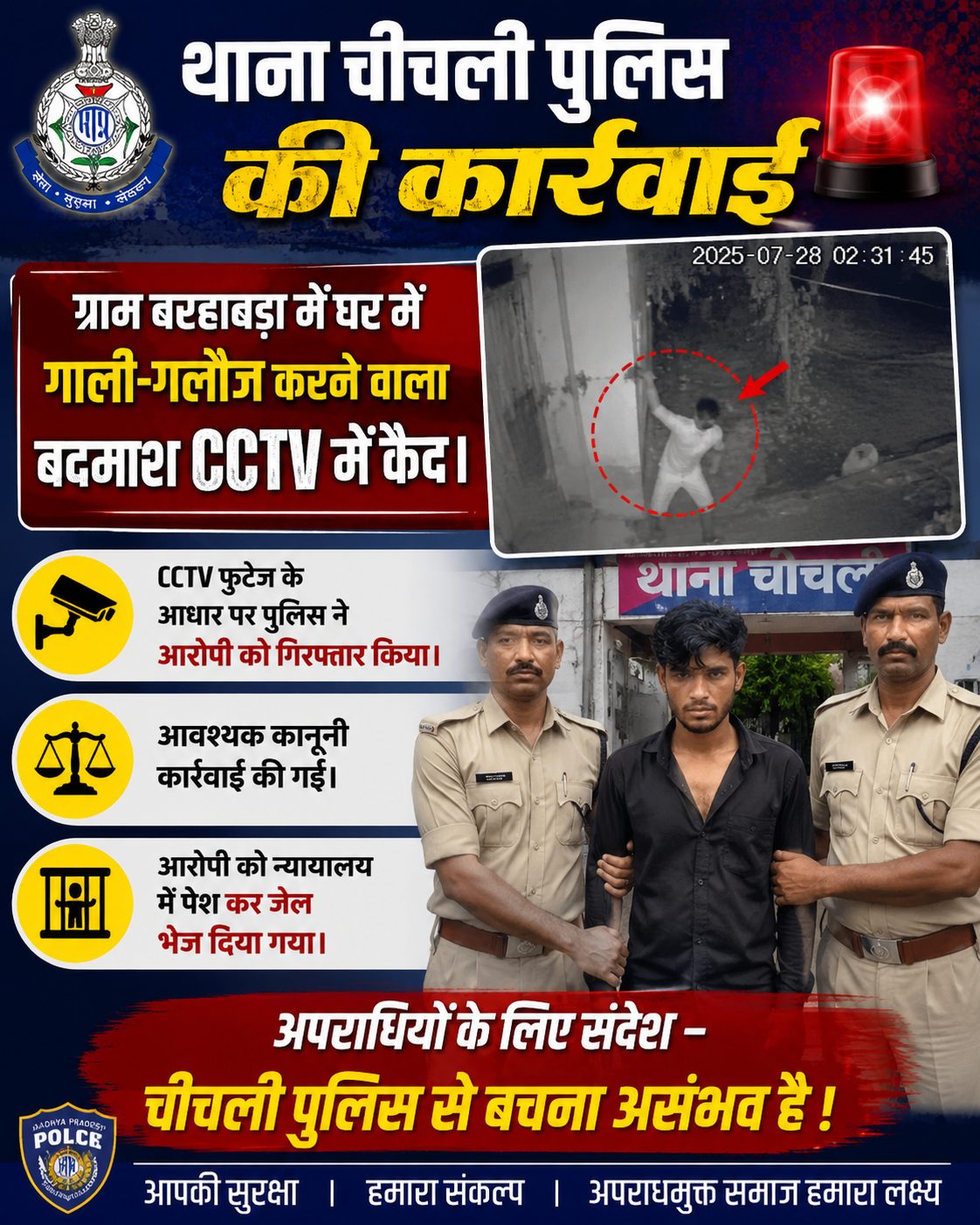 थाना चीचली पुलिस की कार्रवाई –