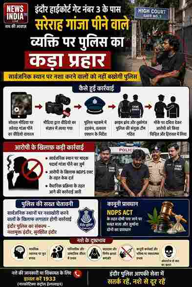 इंदौर में सरेराह गांजा पीने पर पुलिस का एक्शन, आरोपी पर NDPS एक्ट में केस
