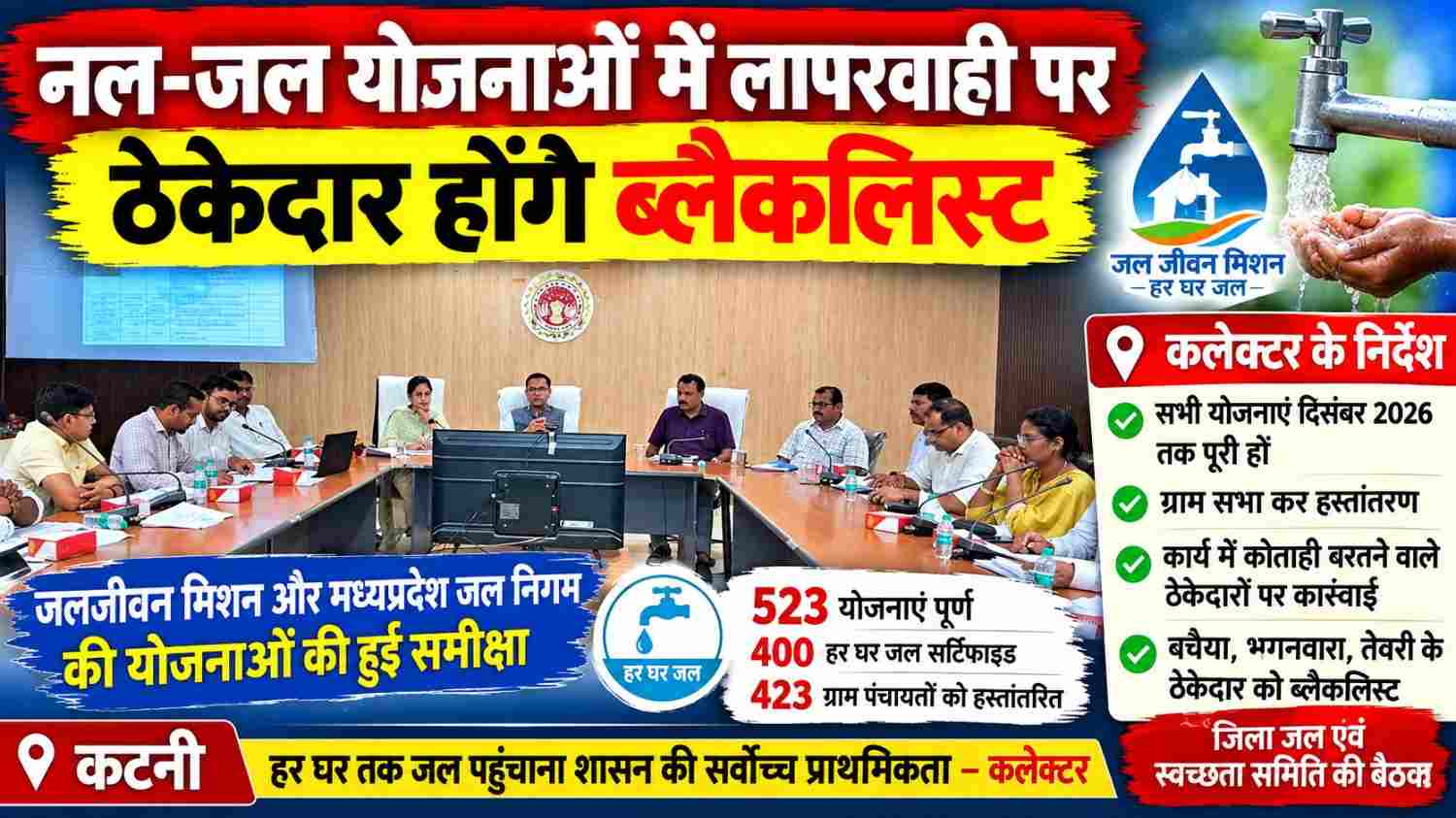 नल-जल योजनाओं में लापरवाही पर ठेकेदार होंगे ब्लैकलिस्ट, दिसंबर 2026 तक सभी योजनाएं पूरी करने के निर्देश