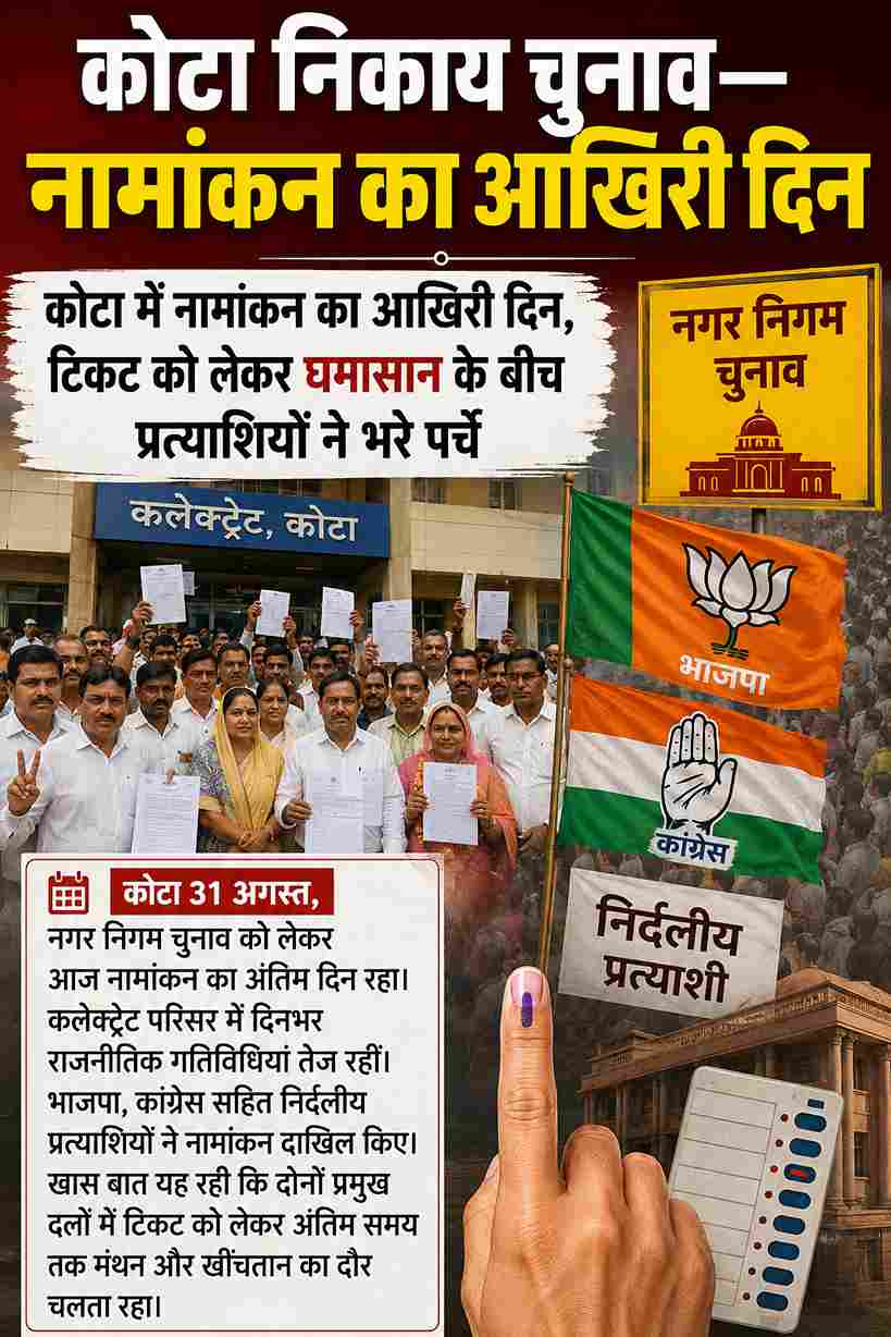 कोटा निकाय चुनाव: आखिरी दिन नामांकन पर घमासान