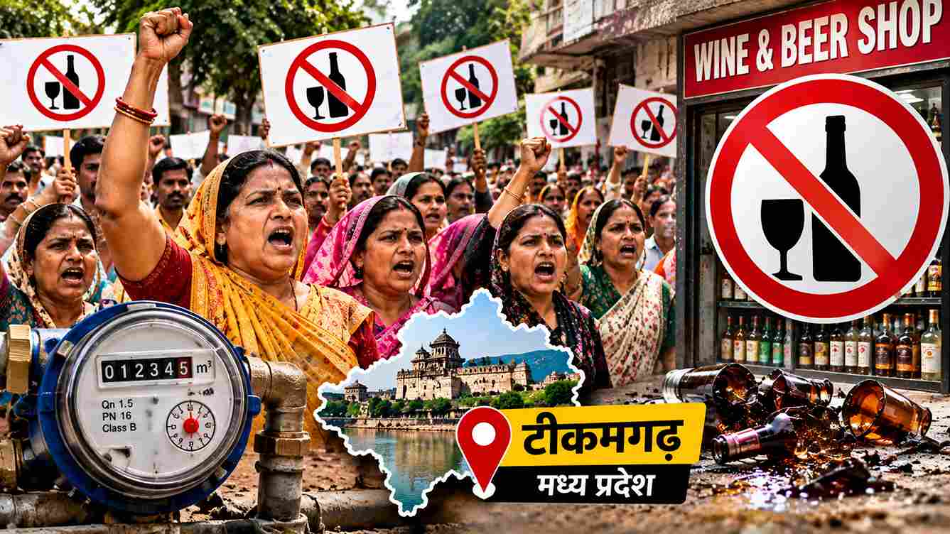 शराब दुकान के विरोध में सड़कों पर उतरे सैकड़ों लोग