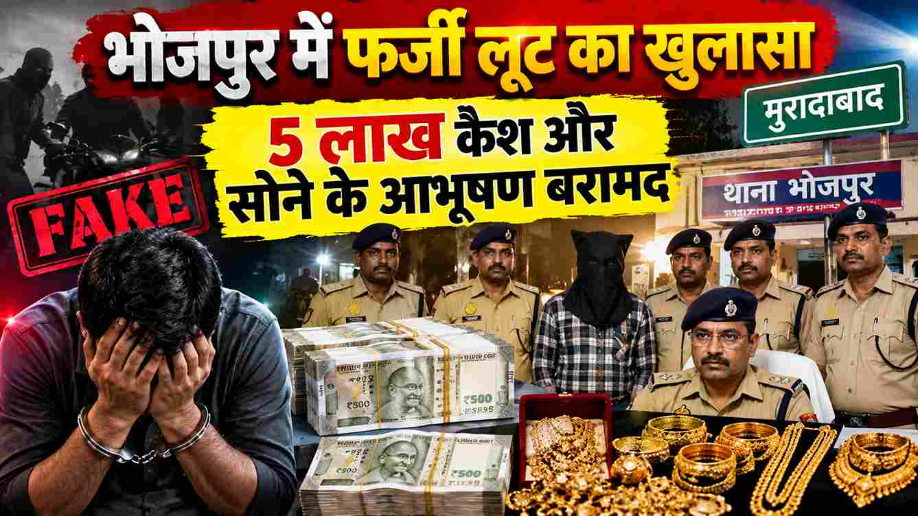 भोजपुर में फर्जी लूट का खुलासा, 5 लाख कैश और सोना बरामद