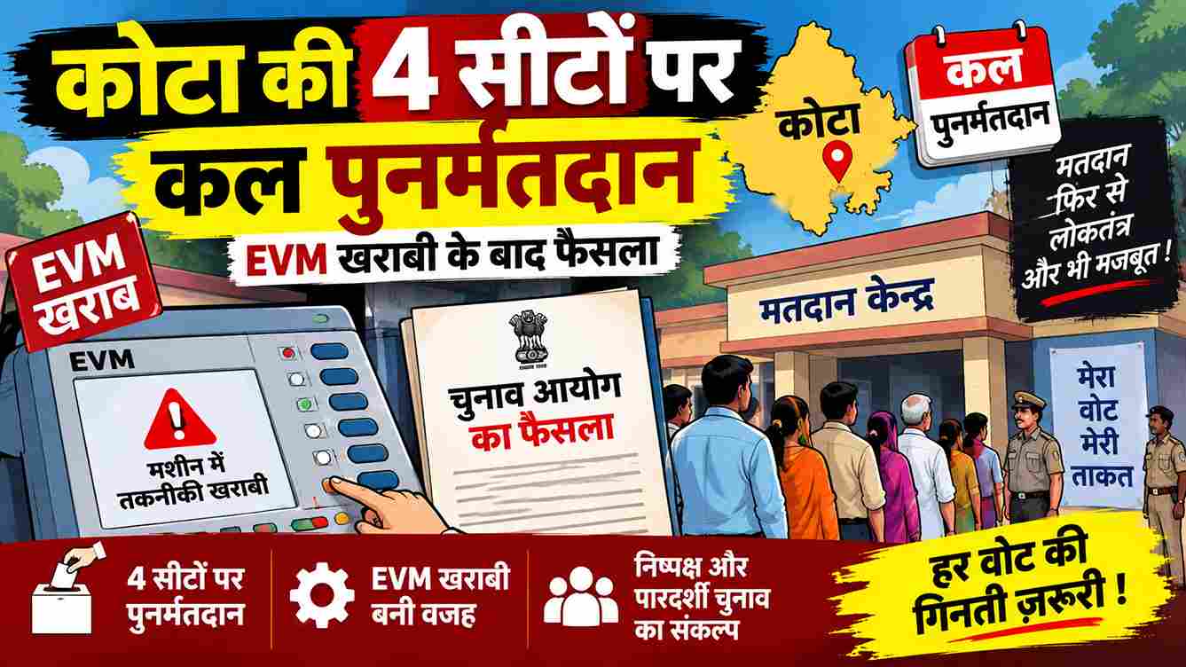 कोटा की 4 सीटों पर कल पुनर्मतदान, EVM खराबी के बाद फैसला