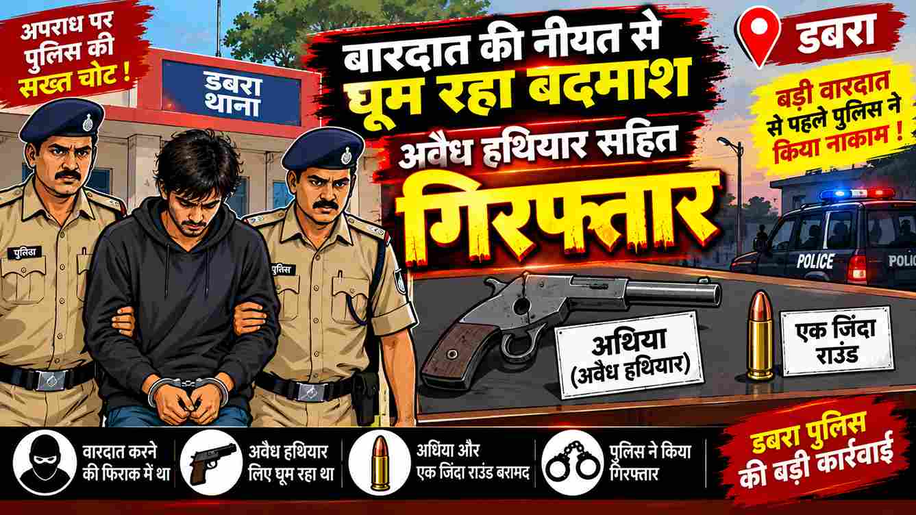 वारदात की फिराक में घूम रहा बदमाश गिरफ्तार, अवैध अधिया और जिंदा कारतूस बरामद