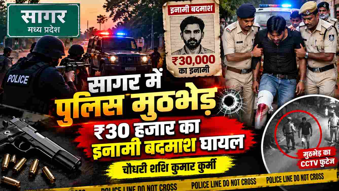 सागर में पुलिस मुठभेड़, ₹30 हजार का इनामी बदमाश घायल