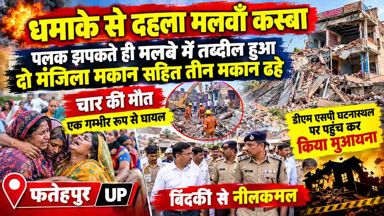 मलवां में सिलेंडर धमाका, 4 की मौत; तीन मकान ढहे