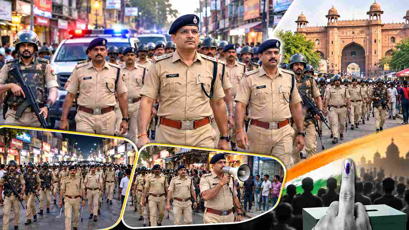 भरतपुर में पुलिस का फ्लैग मार्च, भयमुक्त मतदान का संदेश