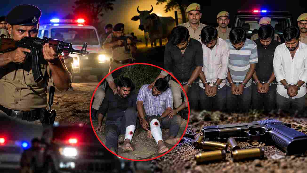 गौकशी के इनामिया से पुलिस की मुठभेड़, 5 गिरफ्तार