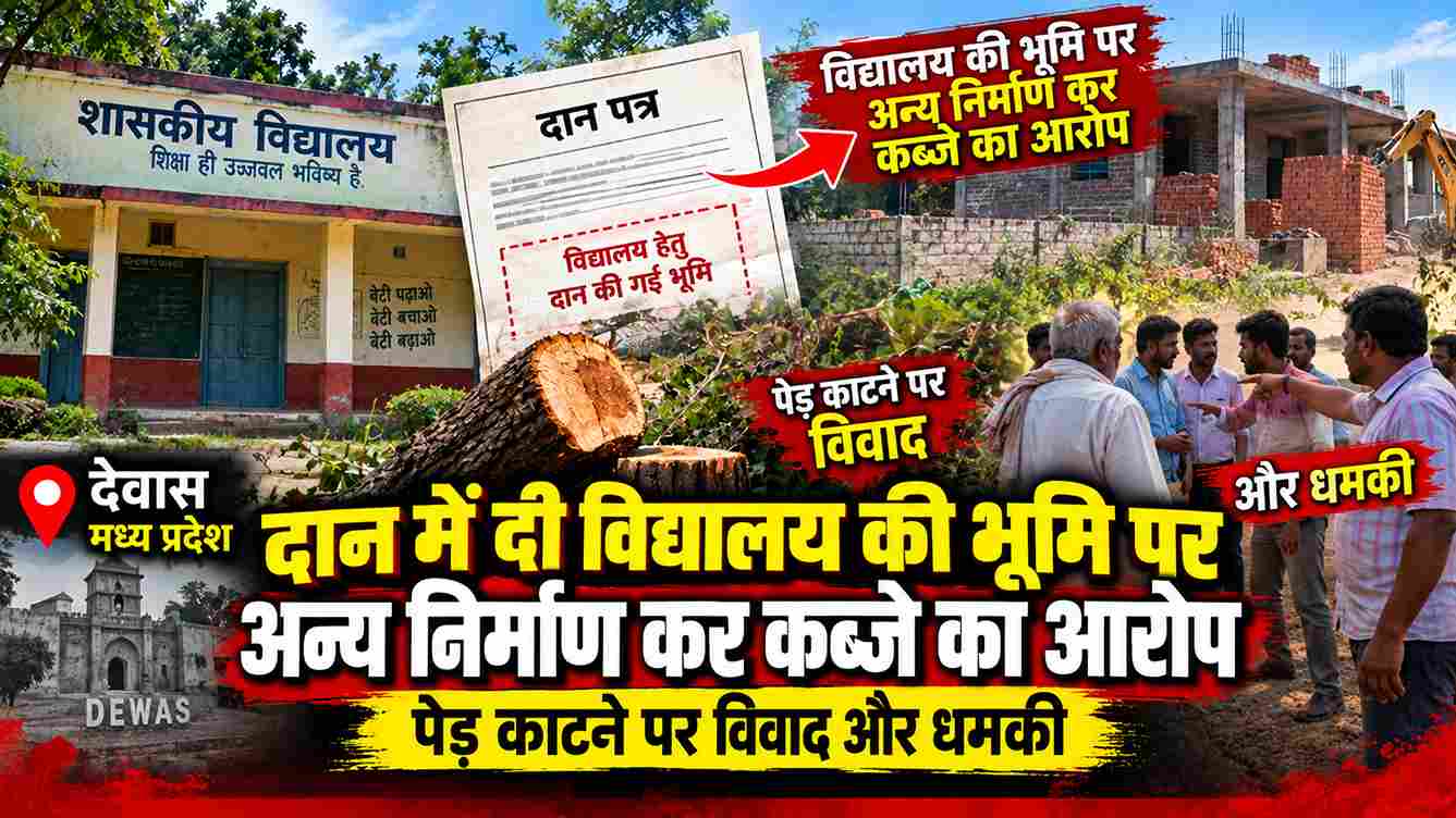 विद्यालय की दान भूमि पर कब्जे का आरोप, पेड़ कटाई पर विवाद
