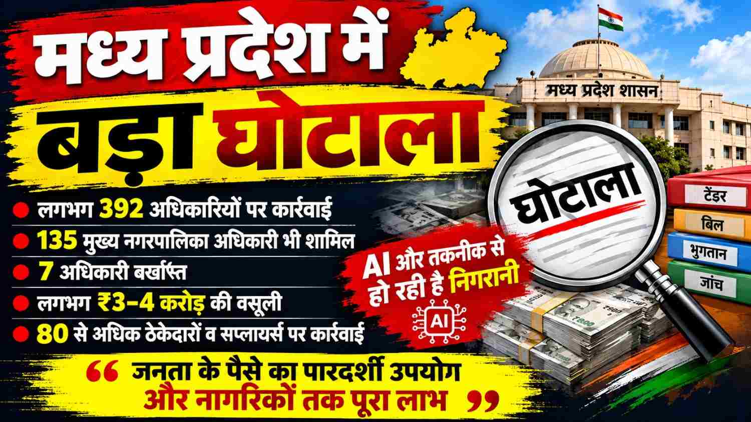 जनता के पैसे का हिसाब! मध्यप्रदेश में 392 अधिकारियों पर कार्रवाई
