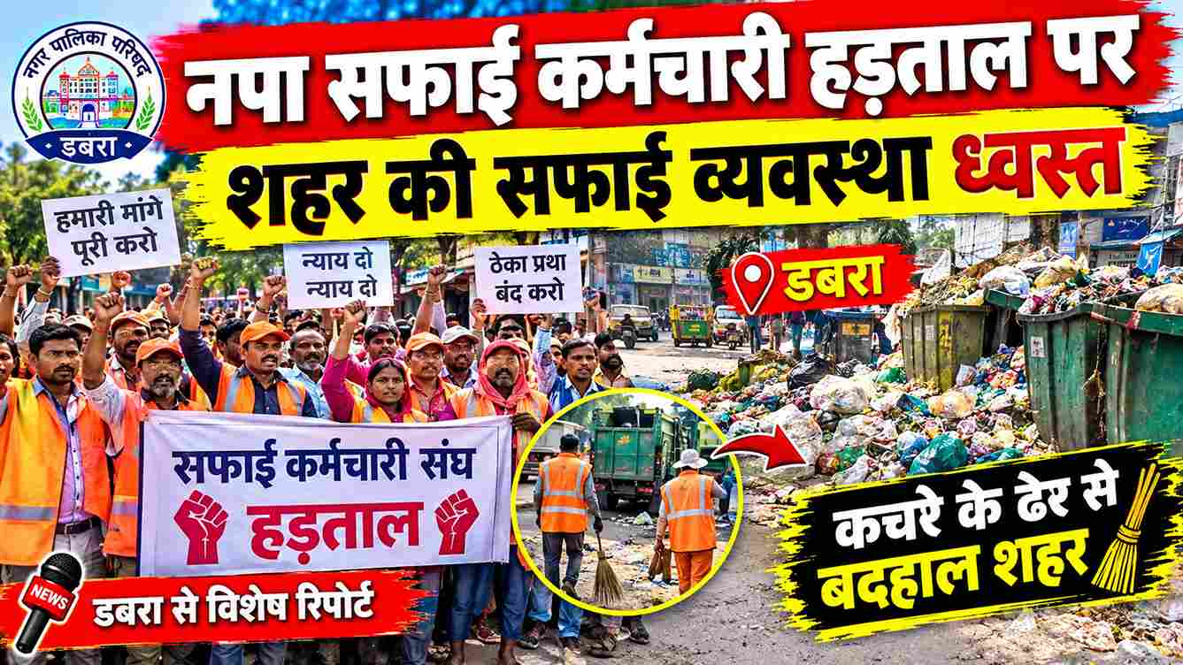 डबरा में सफाई कर्मचारियों की हड़ताल, जगह-जगह कचरे के ढेर; जनता परेशान