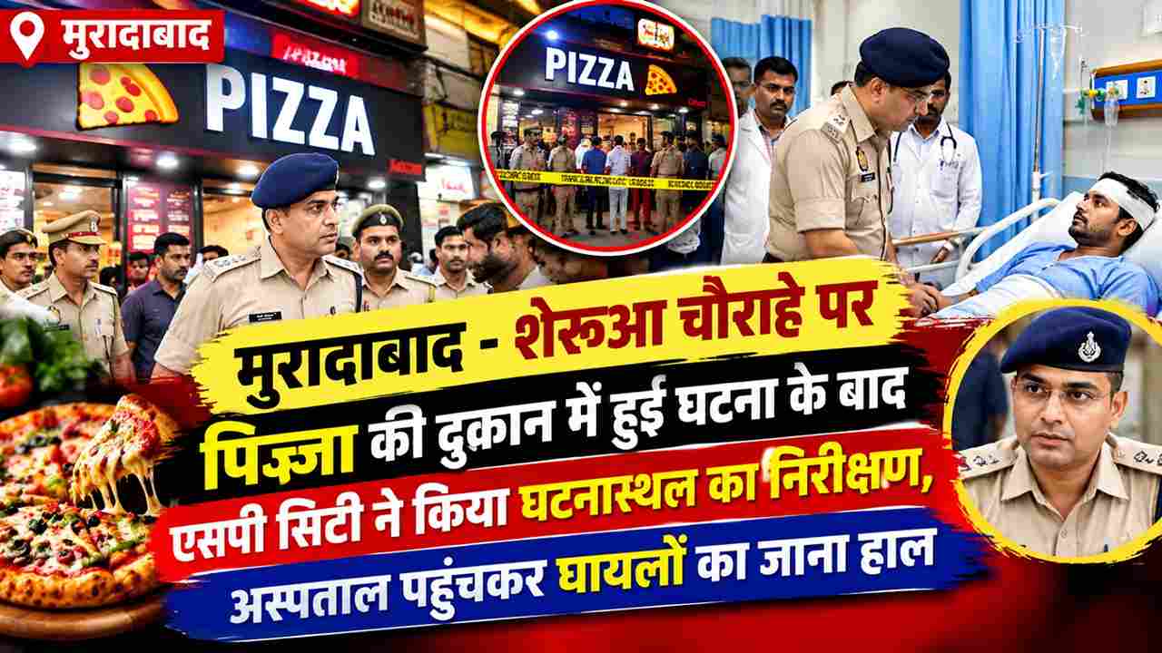 पिज्जा दुकान में घटना के बाद मौके पर पहुंचे SP सिटी