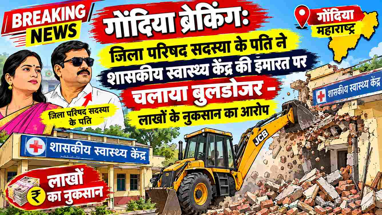 गोंदिया में सरकारी स्वास्थ्य केंद्र पर चला बुलडोजर, जांच की मांग